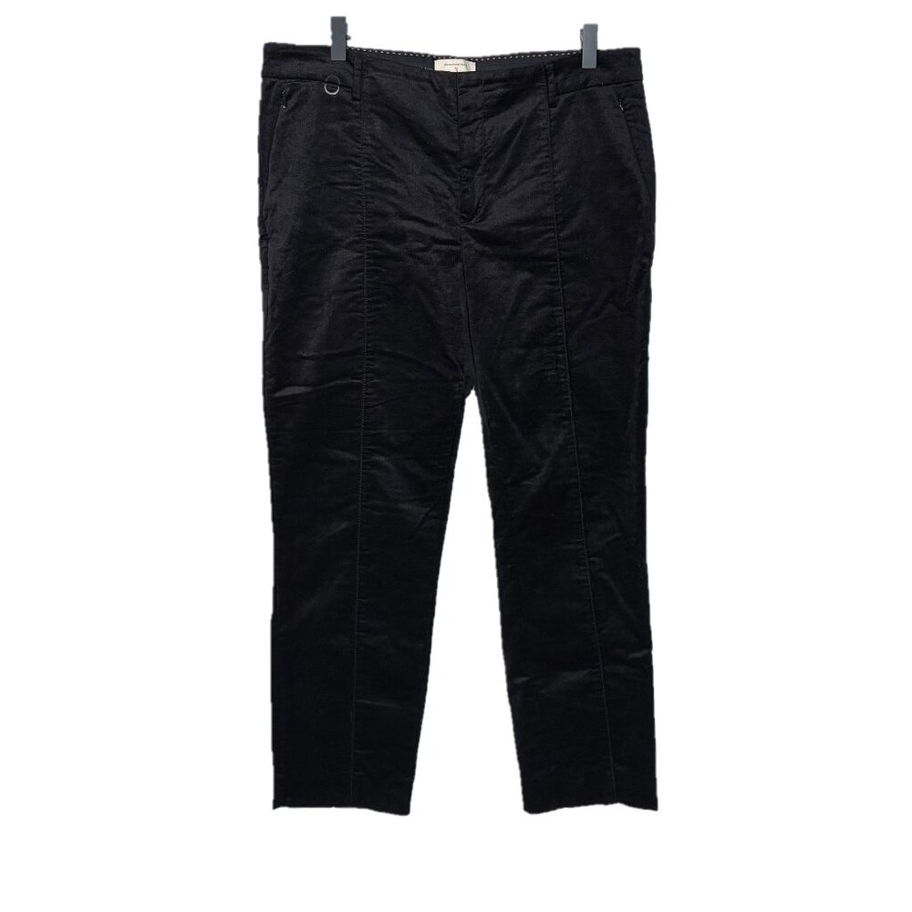 Anthropologie Essential Slim Crop Black Velvet Trouser Pants Size 12